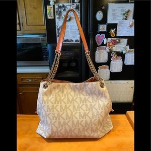 Michael Kors Dotted Monogram Canvas Coated Leather Tote Shoulderbag